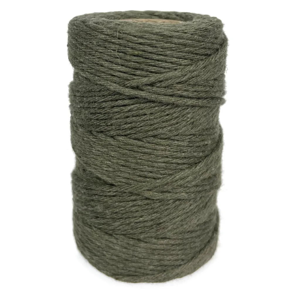 Sznurek bawełniany do makramy - khaki, 2 mm, 60 m