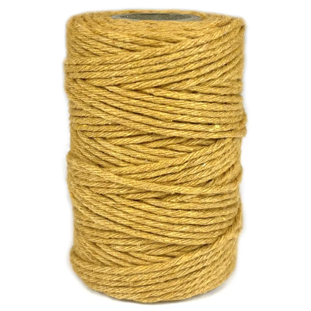 Sznurek bawełniany do makramy - musztardowy, 2 mm, 60 m > Sznurki