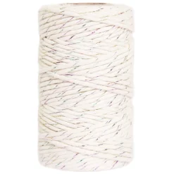 Sznurek bawełniany do makramy - beżowy z kolorową nicią, 2 mm, 100 g, 60 m > Sznurki