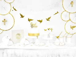 PartyDeco Talerzyki papierowe - biało-złote, 6 szt. ><noscript><img width=
