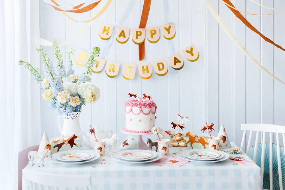PartyDeco Talerzyki papierowe Konie - 18 cm, 6 szt.