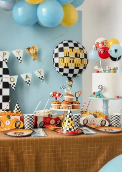 PartyDeco Talerzyki papierowe Koło z płomieniem - 18 x 26,5 cm, 6 szt.