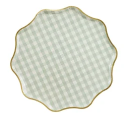 PartyDeco Talerzyki papierowe Kratka - zielone 23 cm 6 szt.
