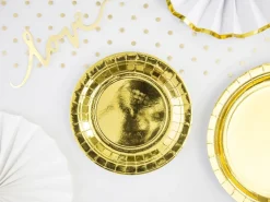 PartyDeco Talerzyki papierowe okrągłe - złote, metalizowane, 18 cm, 6 szt. ><noscript><img width=