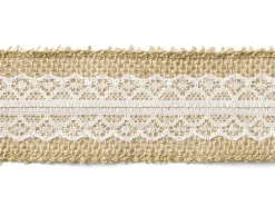 PartyDeco Taśma jutowa z koronką - 5 cm x 5 m