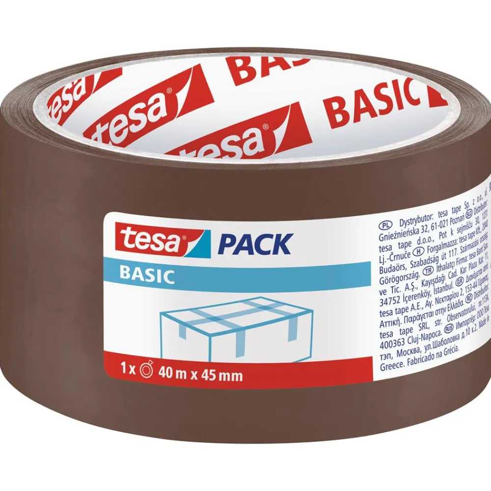 Tesa Taśma pakowa Basic - - brązowa, 45 mm x 40 m > Kleje I Taśmy Klejące