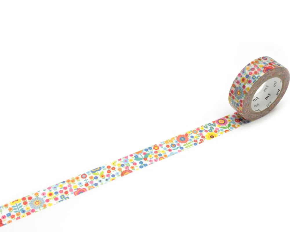 MT Masking Tape Taśma papierowa washi - - Mini Flower Garden, 7 m