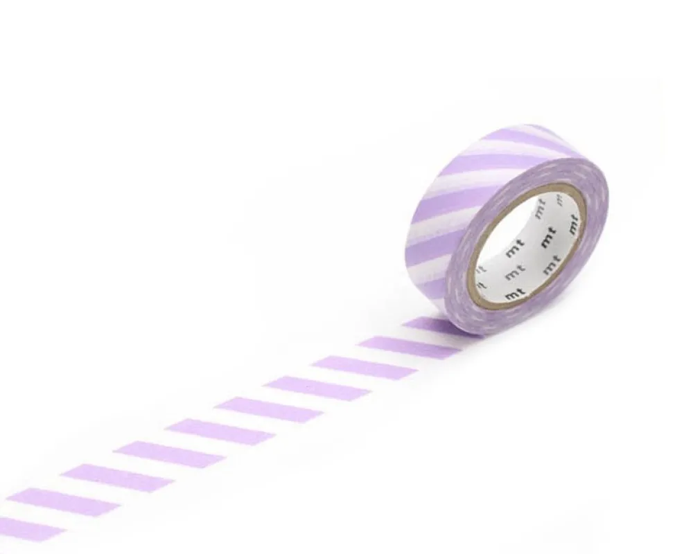 MT Masking Tape Taśma papierowa washi - - Stripe Lilac, 7 m