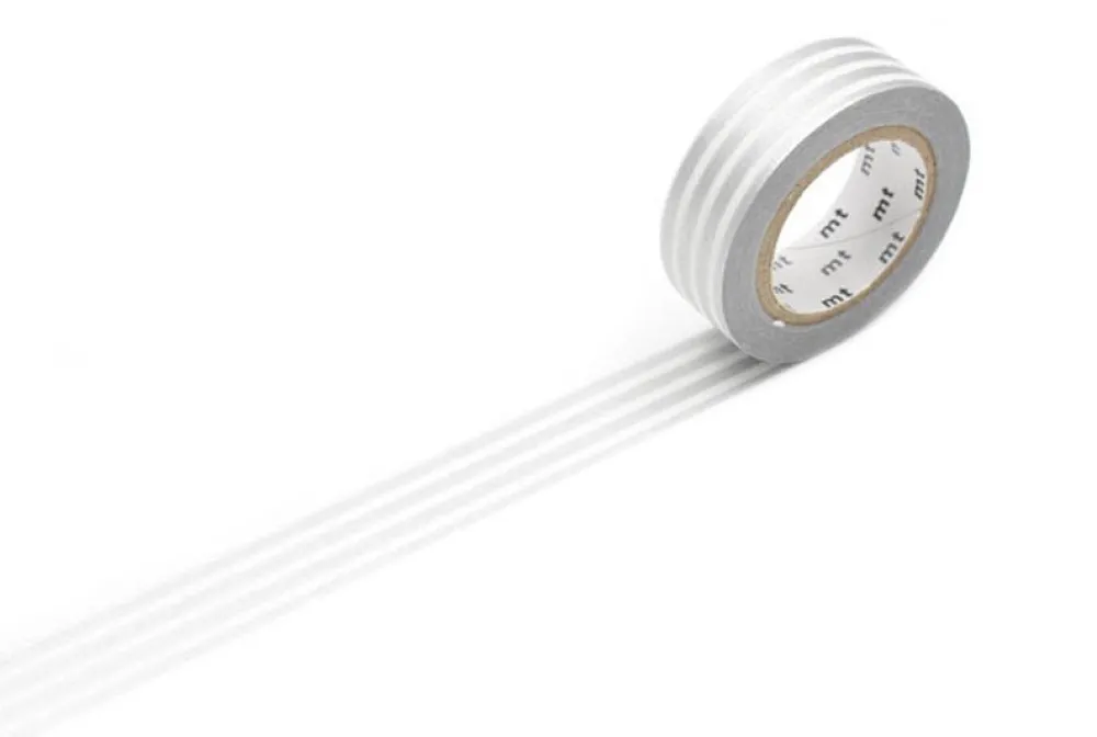 MT Masking Tape Taśma papierowa washi - - Border Silver, 7 m