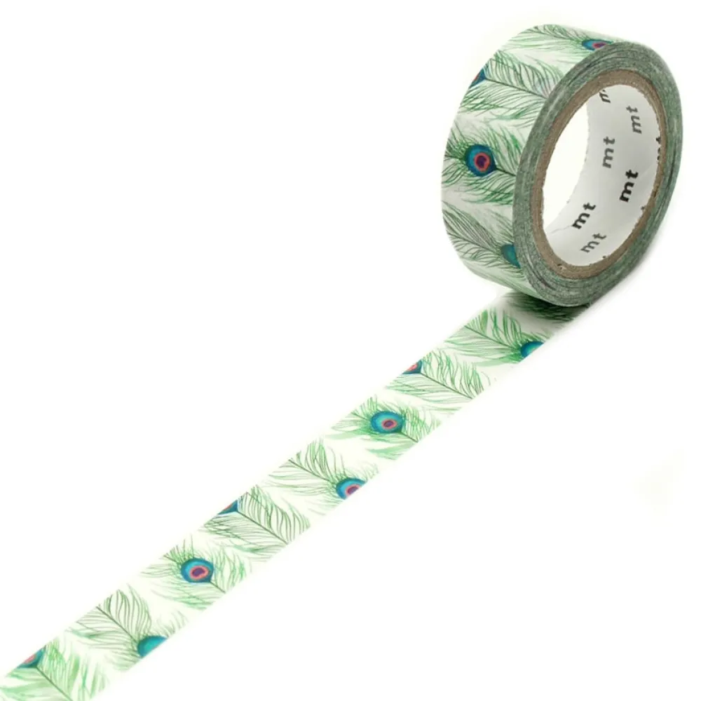 MT Masking Tape Taśma papierowa washi - - Peacock Feathers, 7 m