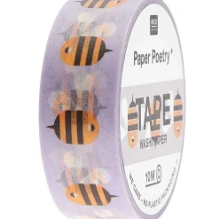 Rico Design Taśma washi, Pszczoły - Paper Poetry - fioletowa, 15 mm x 10 m
