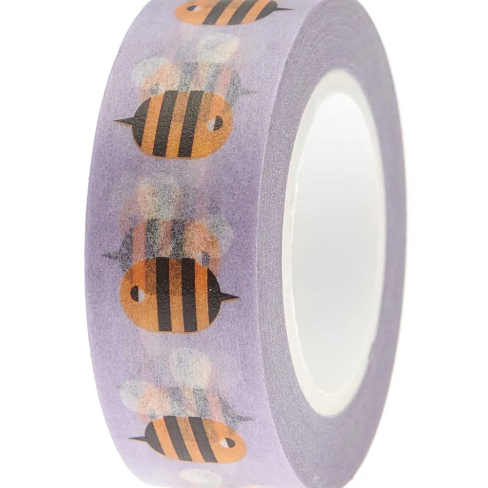 Rico Design Taśma washi, Pszczoły - Paper Poetry - fioletowa, 15 mm x 10 m