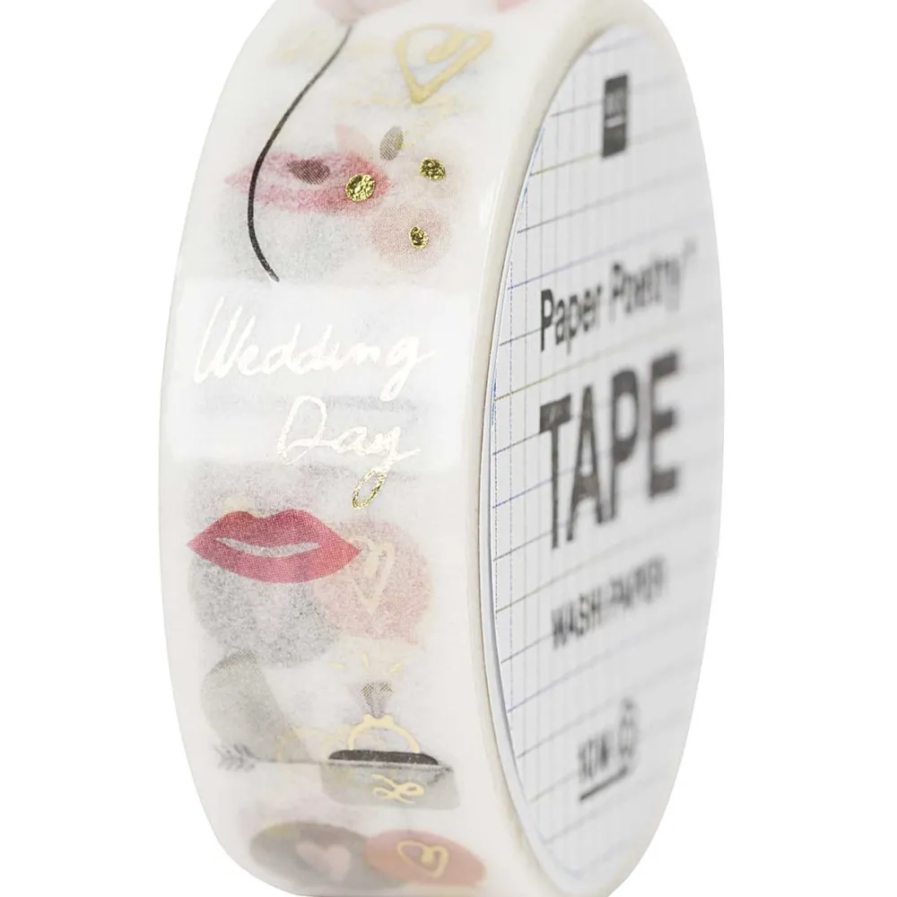 Rico Design Taśma washi, Wedding Day - Paper Poetry - 15 mm x 10 m