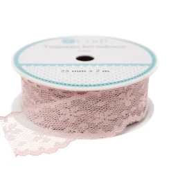 dpCraft Tasiemka koronkowa - - pudrowy róż, 25 mm x 2 m > Koronki