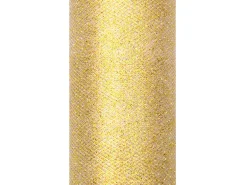 PartyDeco Tiul dekoracyjny Glittery - złoty, 15 cm x 9 m