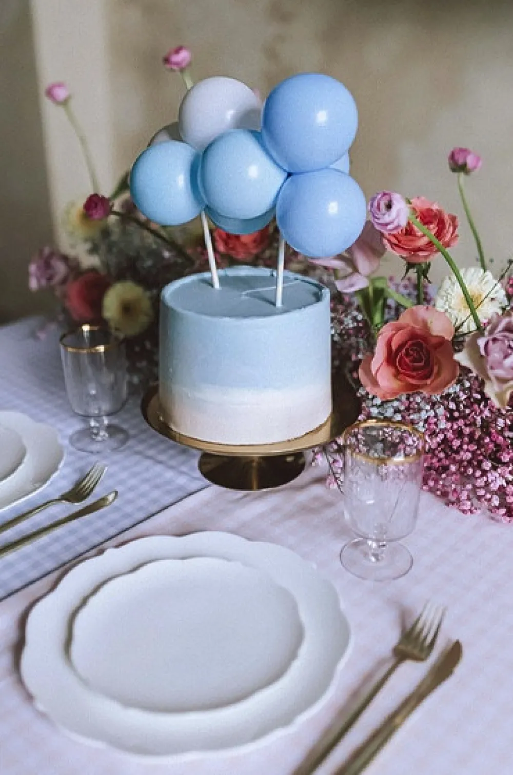 PartyDeco Topper balonowy na tort - niebieski, 29 cm > Toppery Na Wypieki
