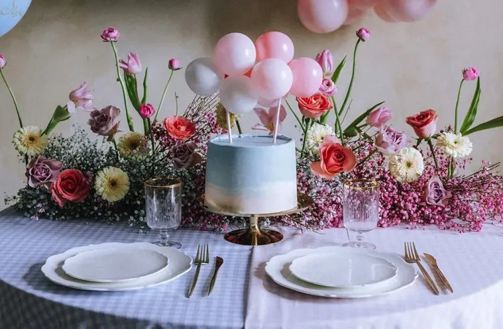 PartyDeco Topper balonowy na tort - różowy, 29 cm > Toppery Na Wypieki