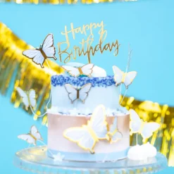 PartyPal Topper na tort Happy Birthday - złoty, 13 x 13,5 cm > Toppery Na Wypieki