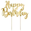 PartyDeco Topper na tort Happy Birthday - złoty, 22,5 cm > Toppery Na Wypieki
