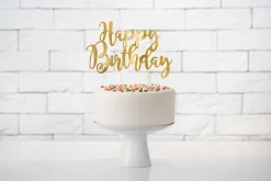 PartyDeco Topper na tort Happy Birthday - złoty, 22,5 cm > Toppery Na Wypieki