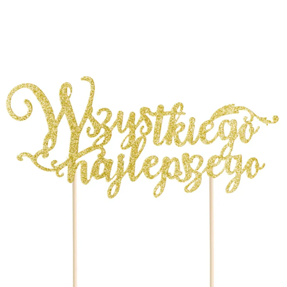 PartyPal Topper na tort Wszystkiego Najlepszego - złoty, 14 x 19 cm > Toppery Na Wypieki