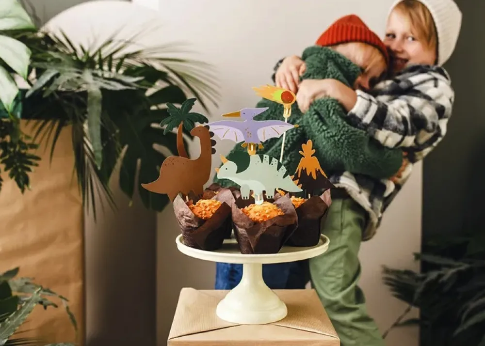 PartyDeco Toppery do muffinek Dinozaury - 8-12 cm, 6 szt. > Toppery Na Wypieki