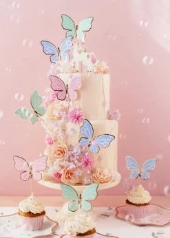 PartyDeco Toppery na tort i muffinki Motylki - 9 x 6,5 cm, 9 szt. > Toppery Na Wypieki