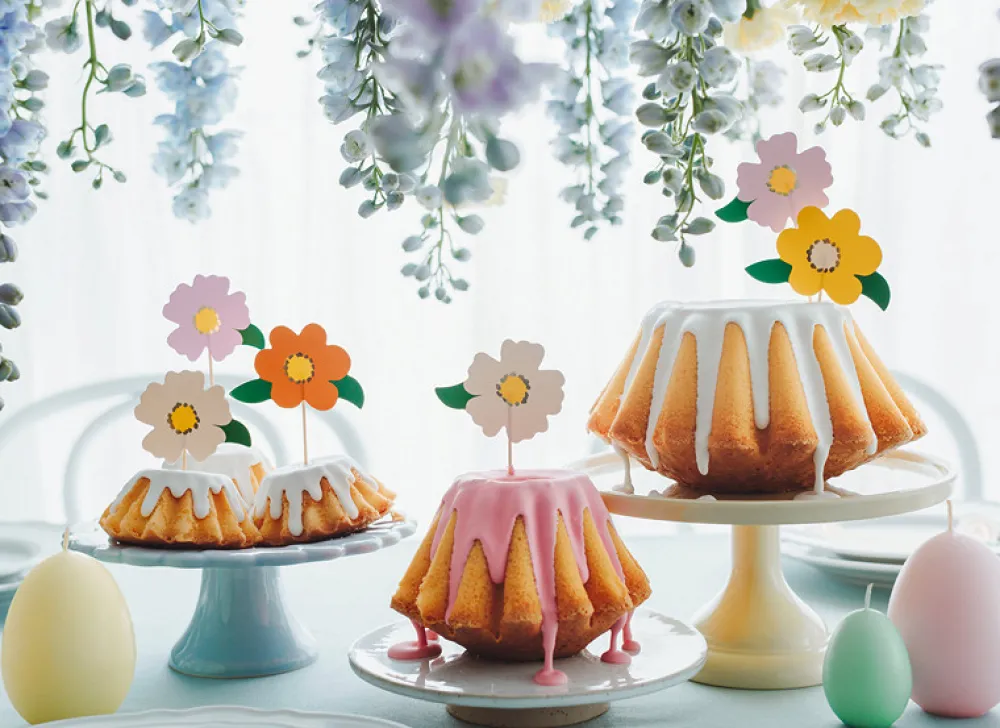 PartyDeco Toppery na wypieki, Kwiaty - kolorowe, 8 szt. > Toppery Na Wypieki