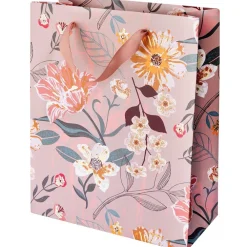 Rico Design Torba prezentowa Flowers - - różowa, 26 x 32 x 12 cm > Torby Papierowe