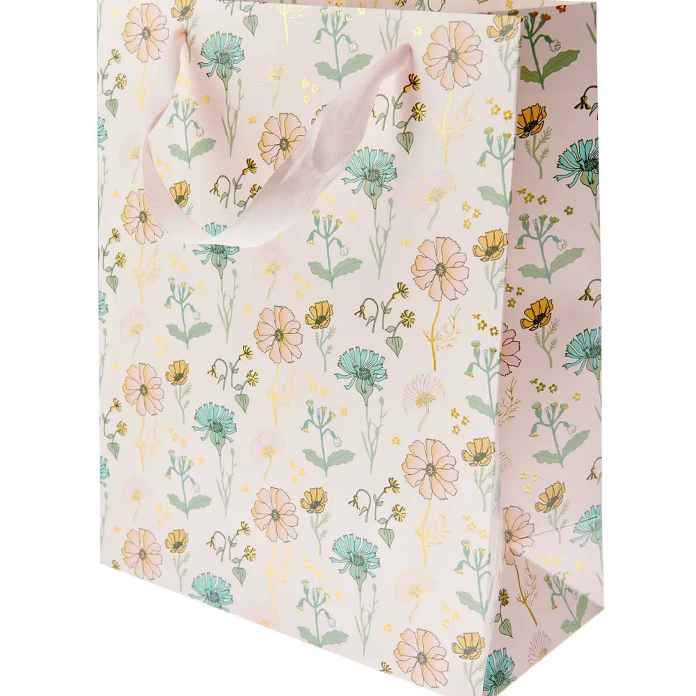 Rico Design Torba prezentowa Kwiaty - - różowa, 22 x 32 x 12 cm