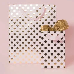 Rico Design Torba prezentowa w kropki - - różowo-złota, 18 x 26 x 12 cm > Torby Papierowe