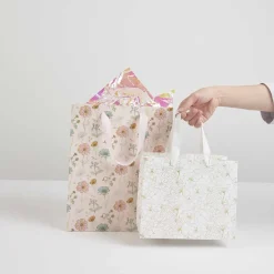 Rico Design Torba prezentowa Złote Kwiaty - - 22 x 18 x 10 cm > Torby Papierowe