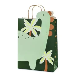 PartyDeco Torebka na prezenty Dinozaur - zielona, 10 x 24 x 37 cm