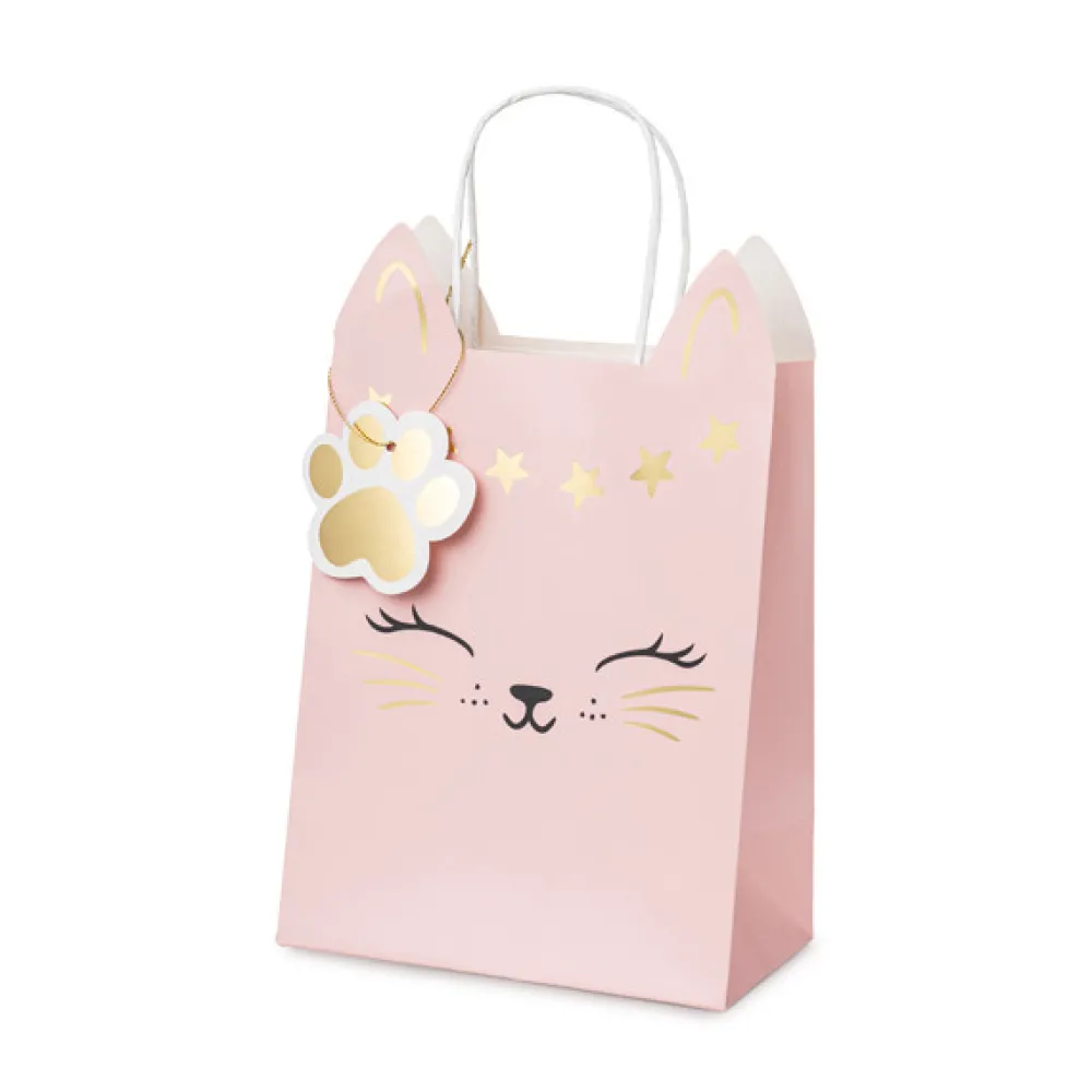 PartyDeco Torebka na prezenty Kotek - różowa, 18 x 10,5 x 27,5 cm > Torby Papierowe