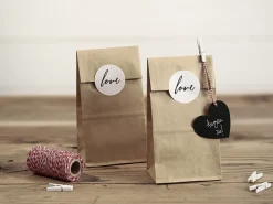 PartyDeco Torebki papierowe na słodycze Love - kraft, 6 szt.