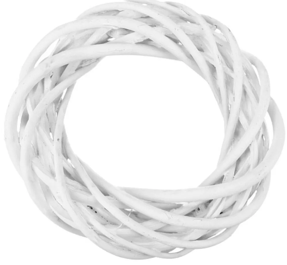 Wianek pleciony, wiklinowy, baza do stroików - biały, 15 cm > Wianki