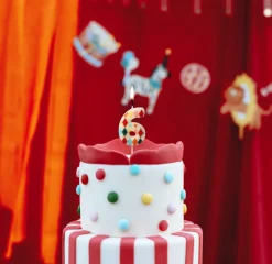 PartyDeco Świeczka urodzinowa cyferka 6 - kolorowe romby, 5,5 cm