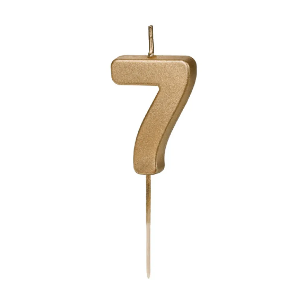 PartyDeco Świeczka urodzinowa cyferka 8 - złota, 4,5 cm > Świeczki Urodzinowe