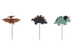 PartyDeco Świeczki urodzinowe Dinozaury - 3 cm, 3 szt. > Świeczki Urodzinowe