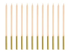 PartyDeco Świeczki urodzinowe gładkie - beżowe, 14 cm, 12 szt.