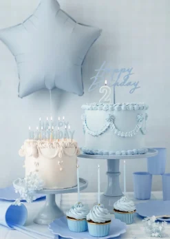 PartyDeco Świeczki urodzinowe gładkie - jasnoniebieskie, 14 cm, 12 szt.