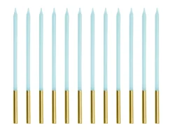PartyDeco Świeczki urodzinowe gładkie - jasnoniebieskie, 14 cm, 12 szt.