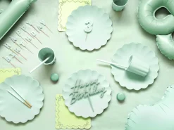 PartyDeco Świeczki urodzinowe gładkie - jasnozielone, 14 cm, 12 szt.