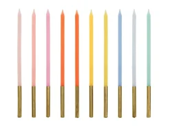 PartyDeco Świeczki urodzinowe - metalizowane, 14 cm, 10 szt.