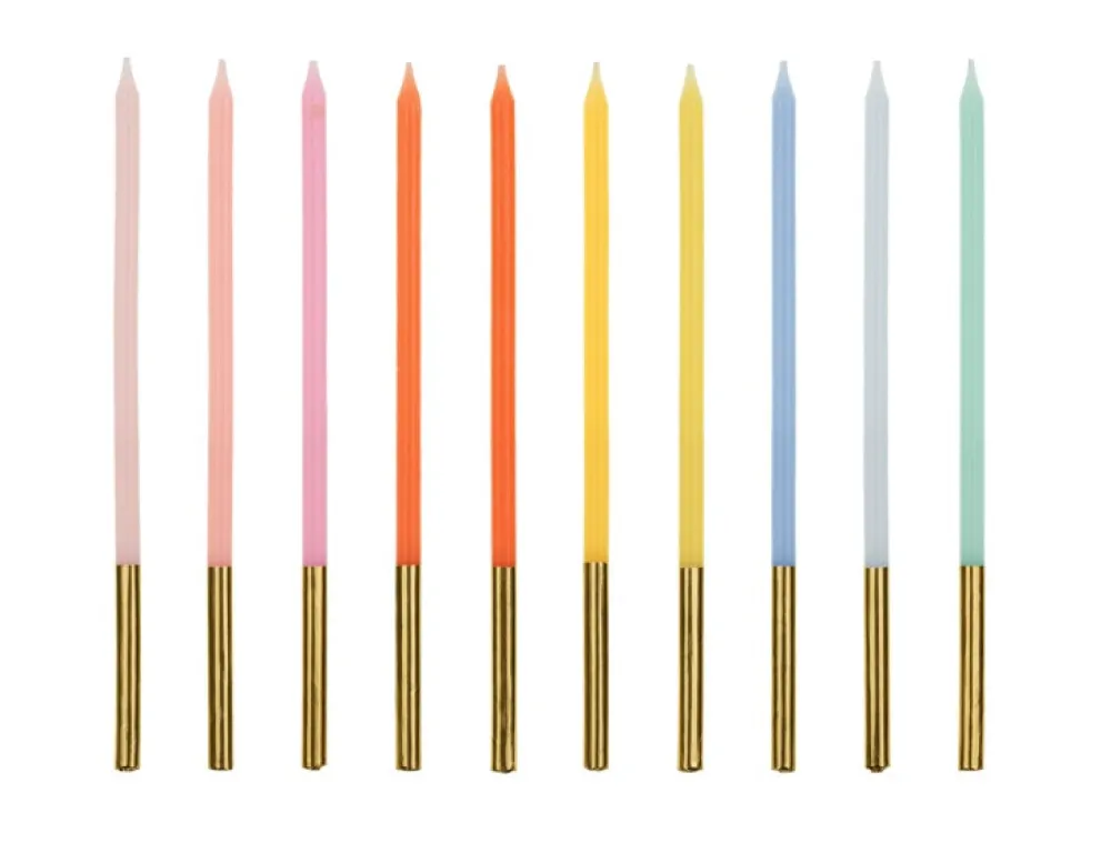 PartyDeco Świeczki urodzinowe - metalizowane, 14 cm, 10 szt.