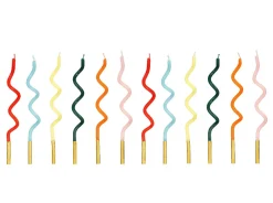 PartyDeco Świeczki urodzinowe zakręcone - kolorowe, 14 cm, 12 szt.