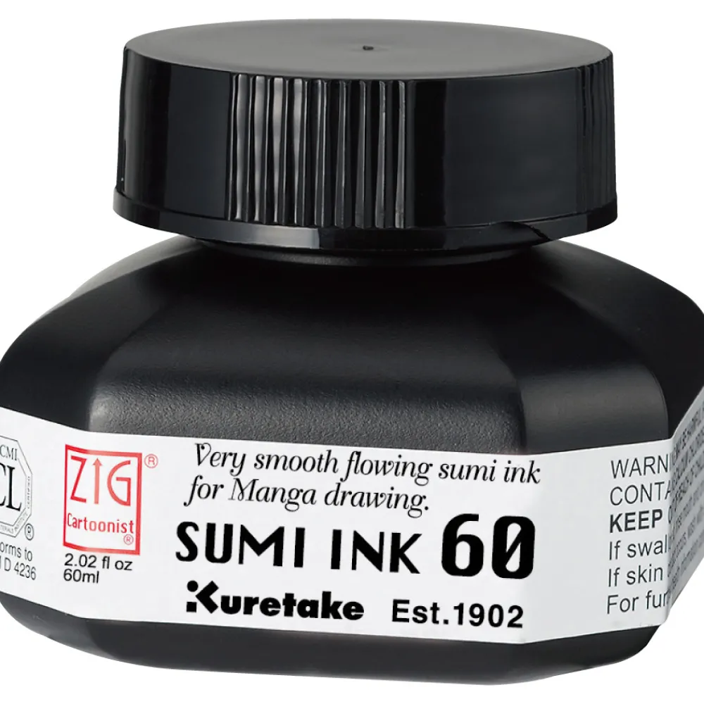 Kuretake Wolnoschnący tusz ZIG Cartoonist Sumi Ink - - czarny, 60 ml > Tusze Do Kaligrafii