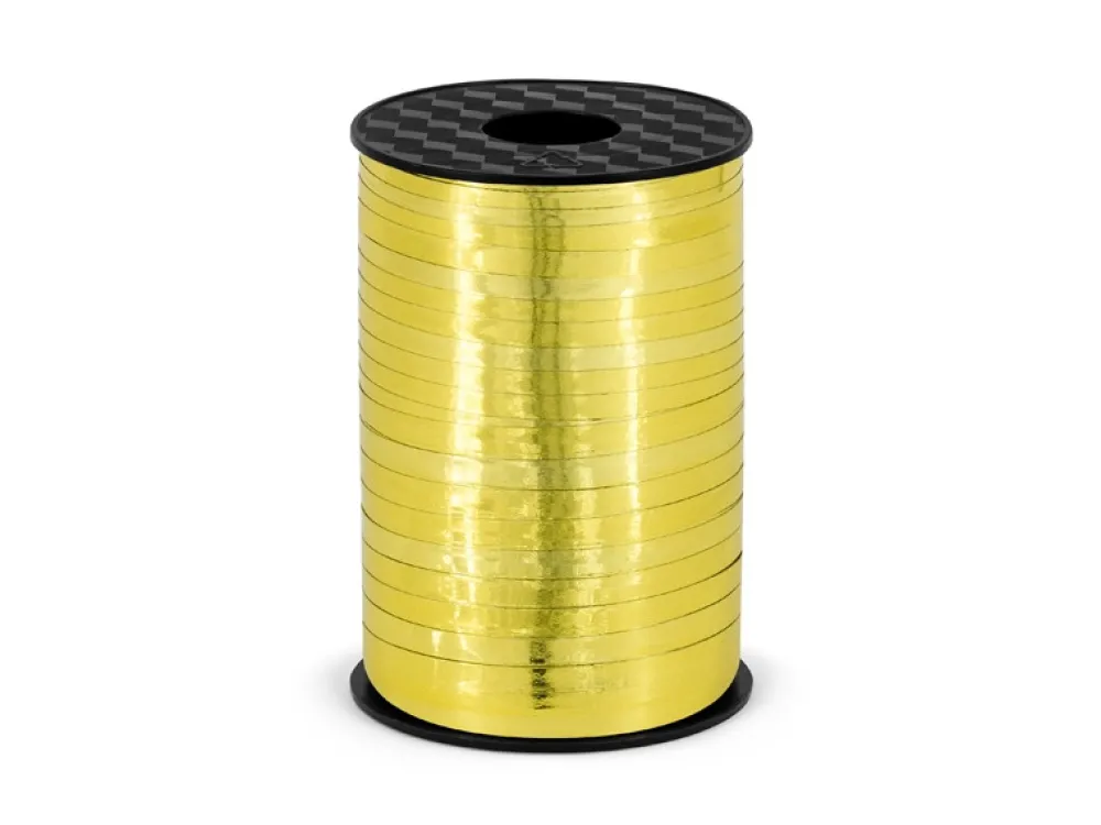 PartyDeco Wstążka plastikowa do balonów - złota metalizowana, 5 mm x 225 m > Wstążki Do Balonów