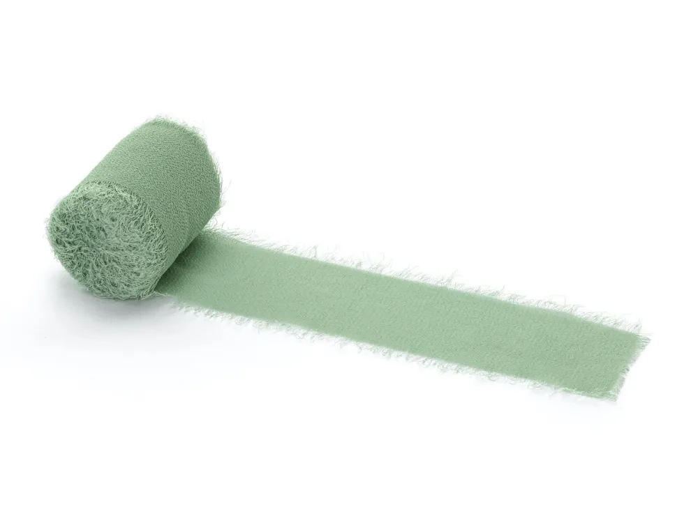 PartyDeco Wstążka szyfonowa - pistacjowa zieleń, 4 cm x 5 m > Szyfonowe
