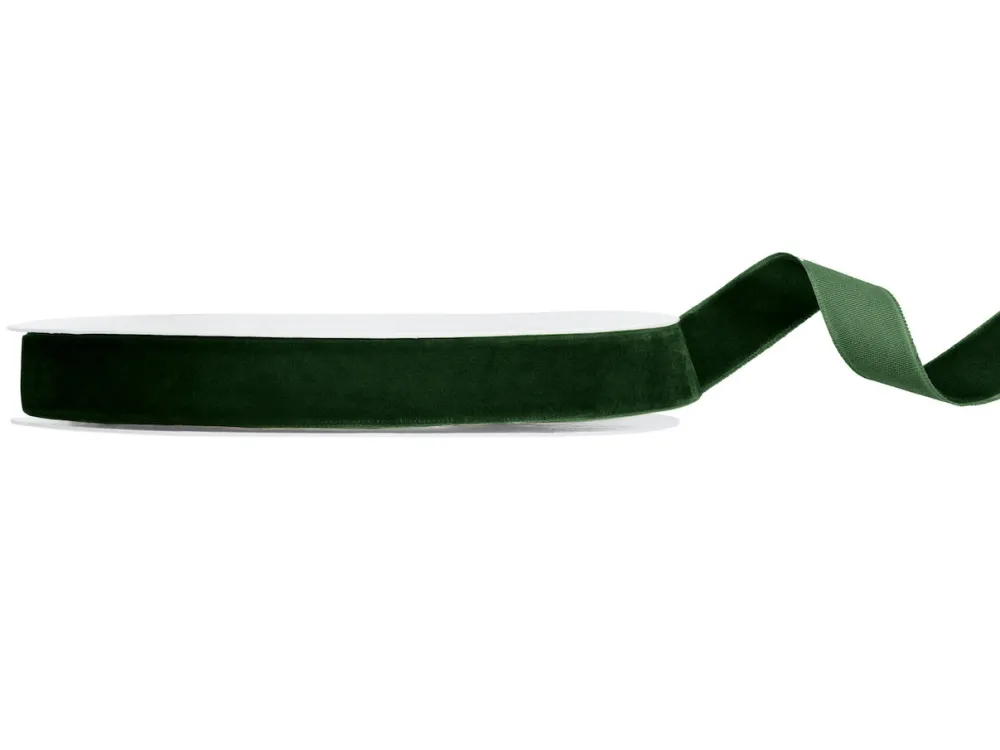 PartyDeco Wstążka welurowa - butelkowa zieleń, 1,5 cm x 10 m